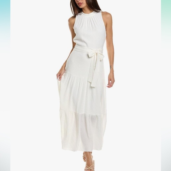 Anne Klein Dresses & Skirts - Anne Klein Tiered Tie Neck Maxi dress bright white size 6